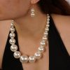 Aimimier Aimimier 1920S Vintage Big Faux Pearl Strand Necklace With Earrings Set Large Chunky Pearl Choker Statement Chain For Women Jewelry Sets