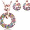 Crystalline Azuria Crystalline Azuria Colorful Crystal Necklace And Earrings Set Costume Jewelry For Women Wedding Party Bridal And Bridesmaid Accessories Rose Gold Plated Jewelry Sets