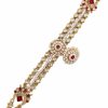 THE OPAL FACTORY The Opal Factory Women'S Tof Traditional Rajasthani Gold Plated Bridal Dulhan Sheeshphool Matha Patti With Borla In Minakari Kundan And Pearls (Red) Medium Jewelry Sets