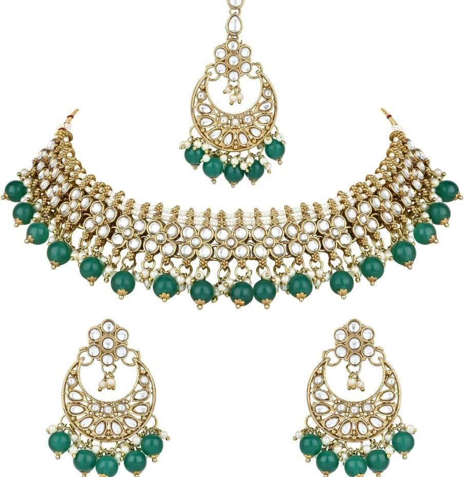 I Jewels I Jewels Gold Plated Unique Design Multi Layer Statement Handmade Choker Necklace Jewellery & Jhumka Earring Set For Women/Girls Jewelry Sets