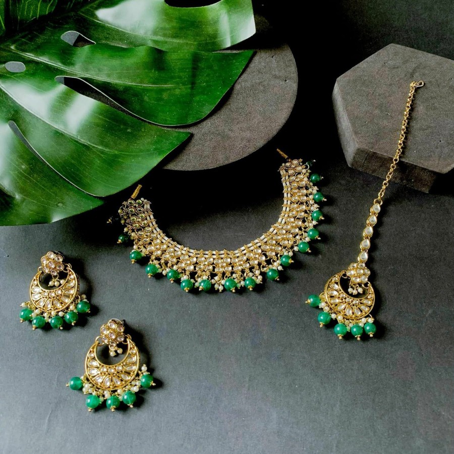 I Jewels I Jewels Gold Plated Unique Design Multi Layer Statement Handmade Choker Necklace Jewellery & Jhumka Earring Set For Women/Girls Jewelry Sets