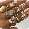 BERYUAN Beryuan Rings Crystal Rings For Women Rings For Teen Girls Gold Rings Womens Rings Cute Rings Stackable Rings Set(15Pcs(Rings Size 5 6 7 8 9) Jewelry Sets