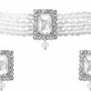 I Jewels I Jewels 18K Rhodium Plated Indian Wedding Bollywood Handcrafted Stone Beaded Choker Necklace Set (Ml237Z) (Silver) Jewelry Sets