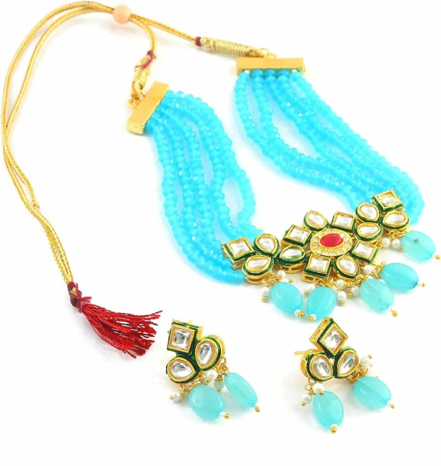 Generic Andywars Fashion Kundan Choker Necklace Set With Earrings Indian Festive Jewelry Set Gifts For Her Indian Jewellery Jewelry Sets