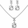 Nine West Nine West Silver-Tone And Crystal Necklace And Earrings Set Jewelry Sets