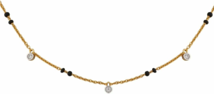 TARINIKA Tarinika Sterling Silver Dainty Mangalsutra Necklace With Charm Design(Gold-Plated) - Silver Chain Necklace For Women | Perfect For Casual Occasions | Indian Jewelry Sets For Women | 1 Year Warranty* Jewelry Sets