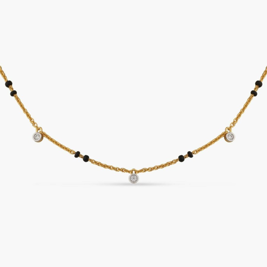 TARINIKA Tarinika Sterling Silver Dainty Mangalsutra Necklace With Charm Design(Gold-Plated) - Silver Chain Necklace For Women | Perfect For Casual Occasions | Indian Jewelry Sets For Women | 1 Year Warranty* Jewelry Sets