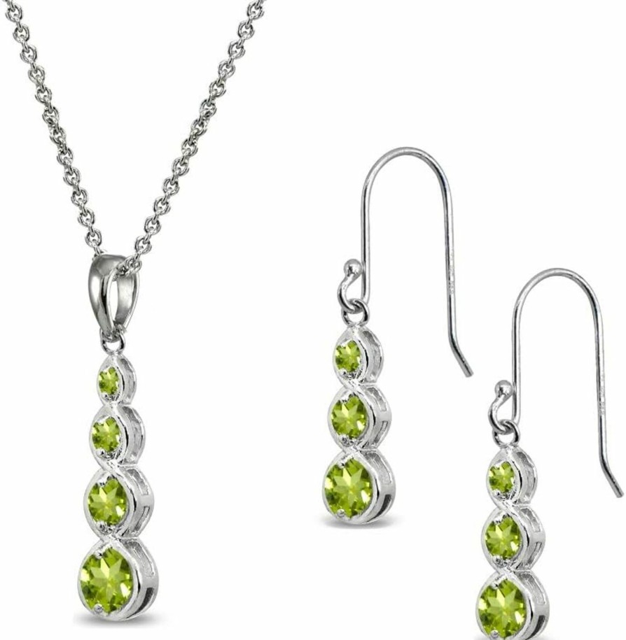 B. BRILLIANT Jewelry Sets For Women, Necklace & Earring Sets For Women, Birthstone Jewelry, Genuine Synthetic Gem, Infinity Journey Set, Pendant Necklace, Dangle Earrings, Sterling Silver Necklace, Silver Earrings Jewelry Sets