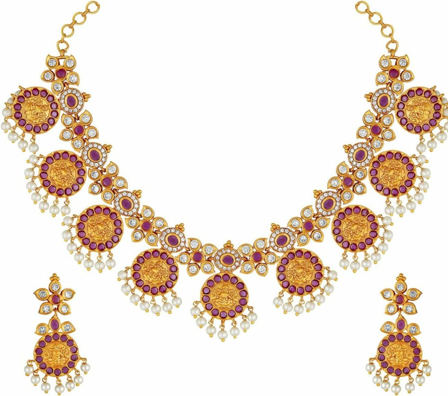 Aheli Aheli Indian Ethnic Wedding Wear Necklace Set Jewelry Sets