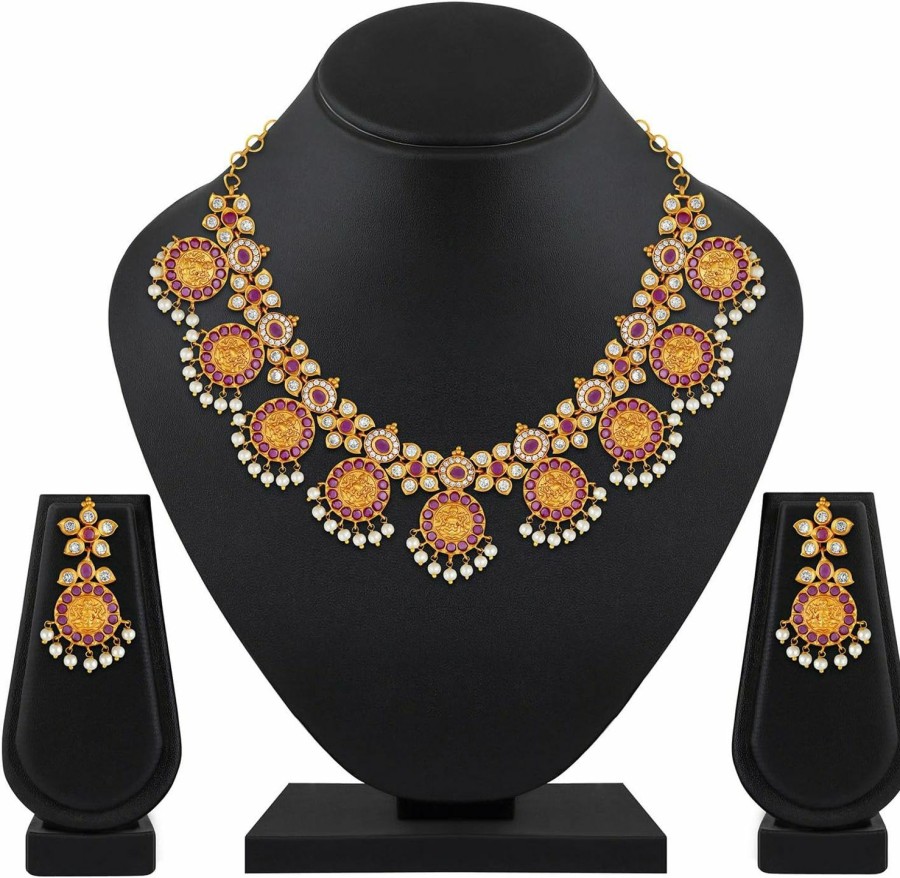 Aheli Aheli Indian Ethnic Wedding Wear Necklace Set Jewelry Sets