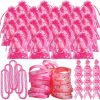 Hillban Hillban 50 Pack Breast Cancer Awareness Set, Include Awareness Ribbon Pin Bracelet Necklace Awareness Card For Breast Cancer Walk Survivor Charity Gifts Party Favors No Bra Day (Pink) Jewelry Sets