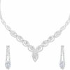 DIVINA VITAE Divina Vitae Sparkle Rhinestone Necklace And Earring Set Formal Bridal Wedding Jewelry Sets Bride Bridesmaid Prom Costume Jewelry Set For Bride Women Girls Wedding Accessories(Silver) Jewelry Sets