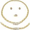 Giffor Giffor Collection 14K Gold Filled Love Necklaces Jewelry Set For Bridesmaid Wedding Jewelry Women Earrings Bracelet Rings Gifts 4Pcs/Pack Jewelry Sets