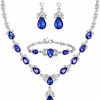 Crysdue Crysdue Elegance Leaf Wedding Jewelry Set For Bridal Bridemaid, Austrian Crystal Teardrop Necklace Dangle Earrings For Wedding Prom Party Jewelry Sets