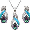 Orglace Necklace And Earrings Set For Women,Elegant Created Birthstone Opal Jewelry Sets,Hypoallergenic Earrings Pendant Necklace Gift For Birthdays, Anniversary, Mother'S Day Jewelry Sets