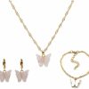 coforful 4 Pcs/Set Coforful Butterfly Jewelry Set Cute Acrylic Butterfly Pendant Necklace Bracelet Earrings Adjustable Chain Bohemian Necklace For Women Boho Jewelry Valentine'S Day Gifts Jewelry Sets