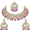 I Jewels I Jewels Gold Plated Kundan Pearl Drop Choker Necklace Jewellery & Dangle Earrings Set For Women/Girls Jewelry Sets