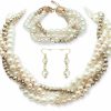 S SUSANN S Susann Gold Statement Necklace Costume Jewelry Sets For Women,Aesthetic Collar Necklace And Earring Sets Fashion Accessories For Bridal Party Jewelry Sets