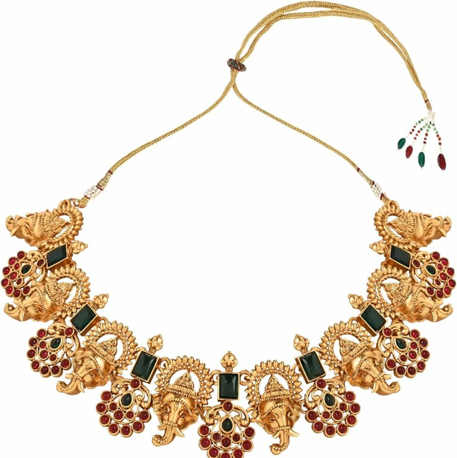 I Jewels I Jewels 18K Gold Plated Indian Wedding Bollywood Style Choker Necklace Jewellery Set For Women/Girls (Mc133-32) Jewelry Sets