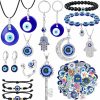 YADOCA Yadoca 12/15Pcs Evil Eye Necklace For Women Men Bracelets Earring Ring Keychain Hamsa Hand Pendant Turkish Protection Jewelry Set With 50Pcs Evil Eye Stickers Jewelry Sets