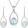 YZSFMZGE Yzsfmzge Opal Moonstone Jewelry Set 925 Sterling Silver Earring And Necklace Jewelry Sets For Women Gifts Jewelry Sets