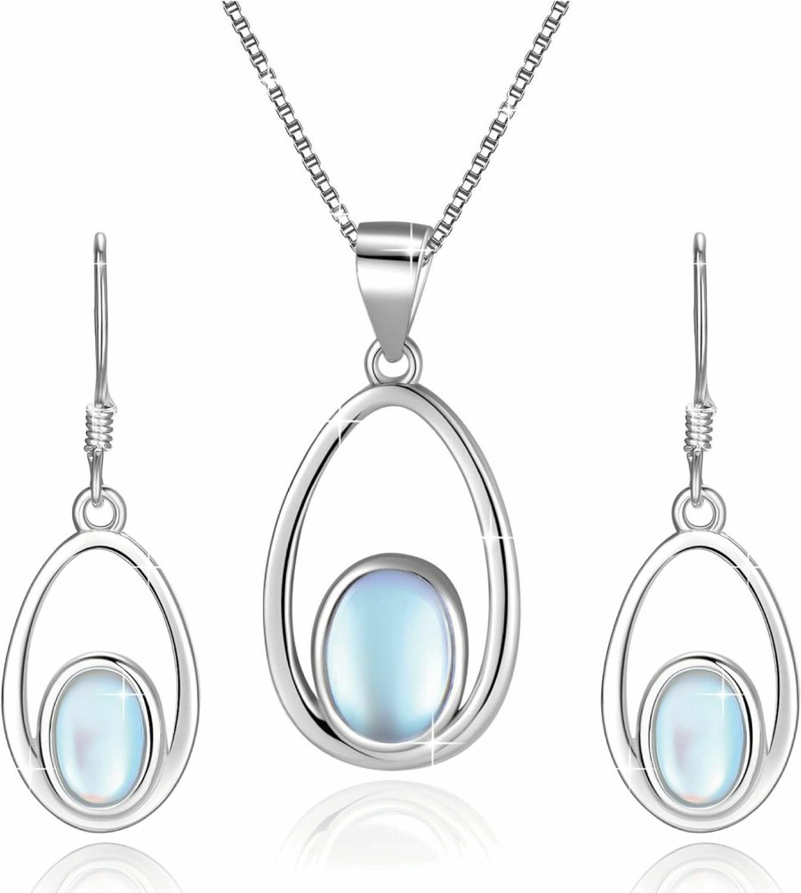 YZSFMZGE Yzsfmzge Opal Moonstone Jewelry Set 925 Sterling Silver Earring And Necklace Jewelry Sets For Women Gifts Jewelry Sets