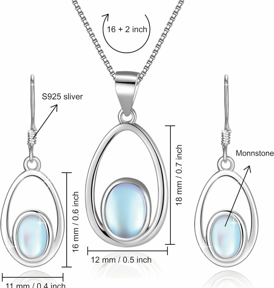 YZSFMZGE Yzsfmzge Opal Moonstone Jewelry Set 925 Sterling Silver Earring And Necklace Jewelry Sets For Women Gifts Jewelry Sets