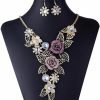 SANITRO Sanitro Women'S Vintage Flower Rose Gold Necklace Statement Earrings Jewelry Set Jewelry Sets