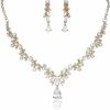 Aularso Aularso Bride Wedding Necklaces Earring Set Bridal Crystal Pendant Necklace Jewelry Sets For Women And Girls Jewelry Sets