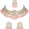 I Jewels I Jewels Gold Plated Indian Wedding Bollywood Kundan & Pearl Choker Necklace Earring & Maang Tikka Ethnic Jewellery Set Gift For Women & Girls(K7232-1) Jewelry Sets