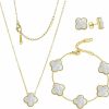 HighSpark Highspark Clover Necklace Bracelet Earring Jewelry Set For Women | Jewelry Set For Women & Girls | Lovely Gift - White Jewelry Sets