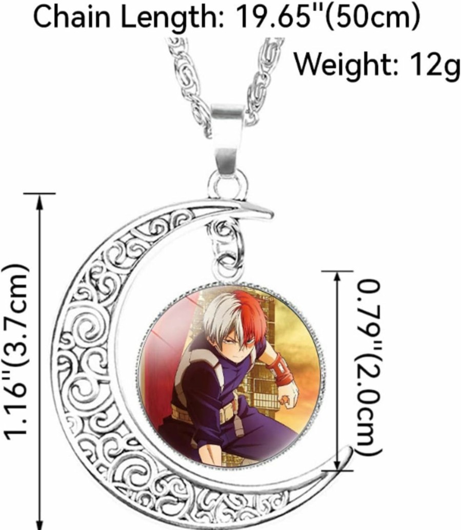 Aquasuki Aquasuki Moon Pendant Glass Dome Crescent Pendant Necklace, Midoriya Izuku Wristband Braided Bracelet, Earrings Jewelry Set For Teen Boys Men Girls Women Jewelry Sets