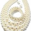 Askana Askana Vintage 1920S Fashion Faux Pearls Beads Long Multi-Layer Necklace Jewelry Sets