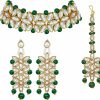 Aheli Aheli Faux Kundan Pearl Bridal Choker Necklace Indian Traditional Bollywood Jewelry Set With Earring Maang Tikka For Women Girls Jewelry Sets