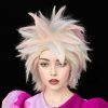 FantaLook Fantalook Short Blonde Pink Blue Cosplay Wig For Women Halloween Costume Jewelry Sets