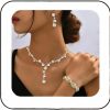 Unicra Unicra Rhinestone Bride Wedding Jewelry Sets Bridal Necklace Bracelet Earrings Set Prom Costume Jewelry For Women And Girls Jewelry Sets