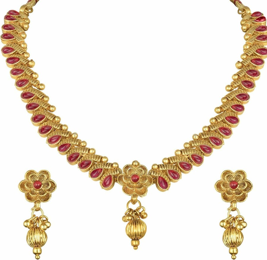 Aheli Aheli Bollywood Fashion Faux Stone Wedding Necklace Big Earrings Indian Fashion Jewelry Set For Women Jewelry Sets