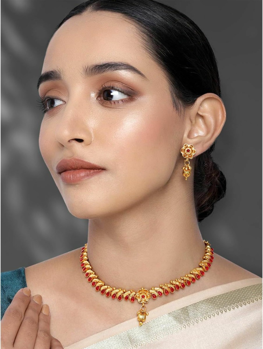 Aheli Aheli Bollywood Fashion Faux Stone Wedding Necklace Big Earrings Indian Fashion Jewelry Set For Women Jewelry Sets