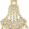 I Jewels I Jewels 18K Gold Plated Indian Wedding Bollywood Mughal Beautiful Long Pearl Kundan Jhumar Passa/Jhoomar Maang Tikka For Women (T2464-47-55) Jewelry Sets