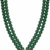 Aheli Aheli Faux Kundan Pearl Long Multi Layered Necklace Earrings Set Indian Traditional Wedding Jewelry For Women Girls (Green) Jewelry Sets