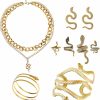 Huquary Huquary 8 Pcs Snake Jewelry For Women, Egypt Style Snake Jewelry Snake Necklace Earrings Armband Bracelet Rings For Carnival Jewelry Sets