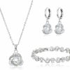 Crystalline Azuria Crystalline Azuria Jewelry Sets For Women Premium Wedding Bridal Jewelry Set With Necklace And Earring For Bride Cubic Zirconia Bridesmaid Jewelry Jewelry Sets