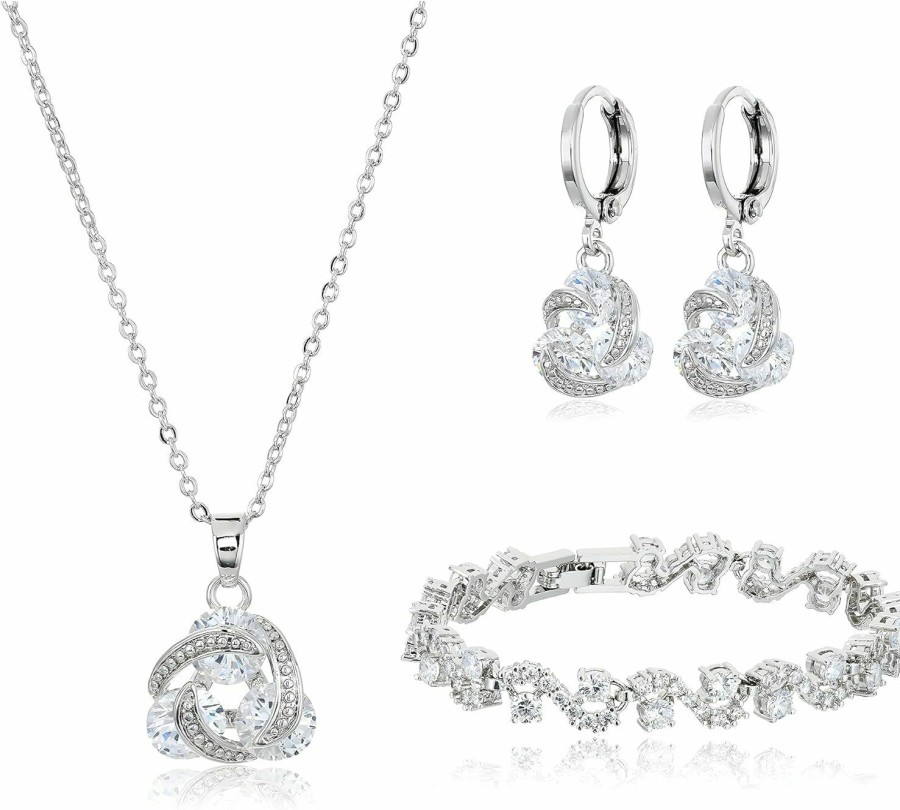 Crystalline Azuria Crystalline Azuria Jewelry Sets For Women Premium Wedding Bridal Jewelry Set With Necklace And Earring For Bride Cubic Zirconia Bridesmaid Jewelry Jewelry Sets