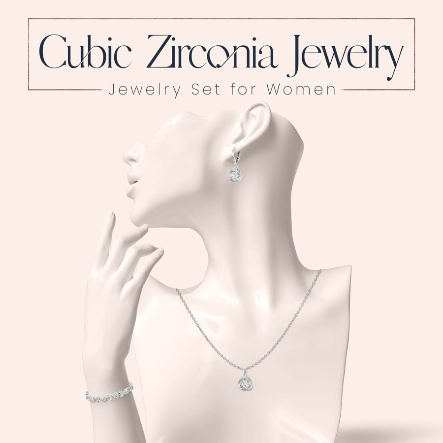 Crystalline Azuria Crystalline Azuria Jewelry Sets For Women Premium Wedding Bridal Jewelry Set With Necklace And Earring For Bride Cubic Zirconia Bridesmaid Jewelry Jewelry Sets