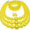 CIOOU Big Pearl Necklace For Women Chunky Pearl Necklace And Earring Set Large Pearl Costume Necklace 1920S Pearl Necklace Faux Pearls Gatsby Accessories Jewelry Sets