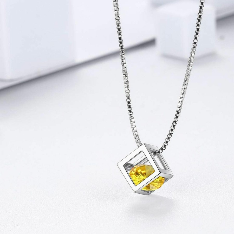 Aurora Tears Birthstone Necklace/Earring 925 Sterling Silver Women Cross/3D Cube/Cresent Moon Birth Stone Jewelry Mens Birthday Gift Anniversary Present Jewelry Sets