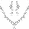 Octwine Octwine Bride Crystals Rhinestones Necklace Earrings Set Bridal Wedding Jewelry Sets Rhinestone Choker Necklace Prom Party Costume Jewelry Set For Women And Girls(Necklace And Earrings) (Silver 3) Jewelry Sets