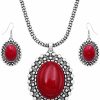 Rosemarie & Jubalee Rosemarie & Jubalee Women'S Western Style Silver Tone Concho Medallion With Natural Howlite Necklace Earrings Set, 26\"+3\" Extension Jewelry Sets