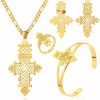 Ethlyn Ethiopian Cross Jewelry Sets Gold Color Wedding Party Sets For Ethiopian & Eritrean Women Jewelry Sets