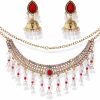 ULLKEL Ullkel Indian Jewelry Sets For Women Gold Indian Jhumka Earrings Vintage Indian Necklace Crystal Pearl Necklace Earrings Kundan Jewelry Sets Jewelry Sets